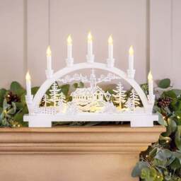 White Christmas Village Candle Arch - Christow - thumbnail 4