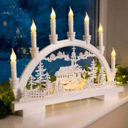 White Christmas Village Candle Arch - Christow - thumbnail 1