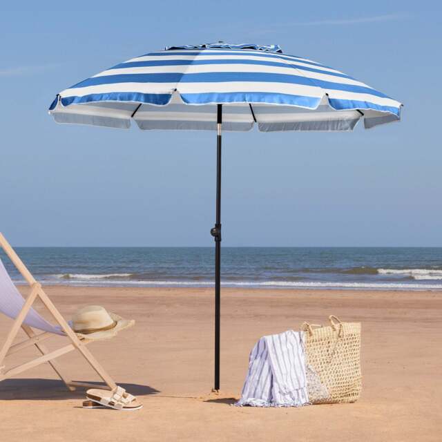 Striped Beach Parasol – 2m - Christow - image 1