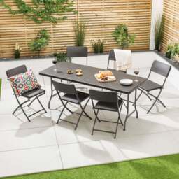 6ft Rattan Effect 6 Seater Dining Set - Christow - thumbnail 1