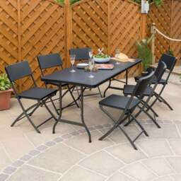 6ft Rattan Effect 6 Seater Dining Set - Christow - thumbnail 2