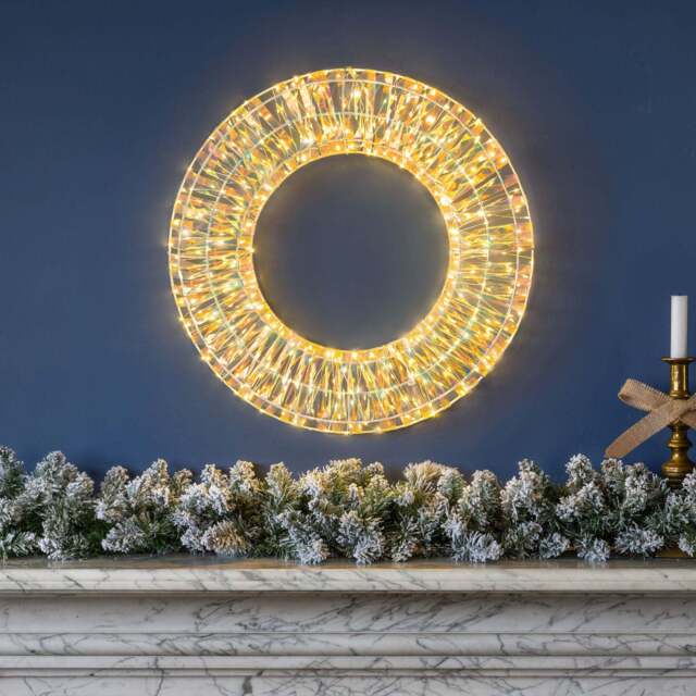 Iridescent Warm White LED Christmas Wreath - Christow - image 1