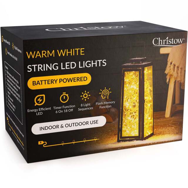 Battery Christmas Lights (Clear Cable) - Christow - image 1