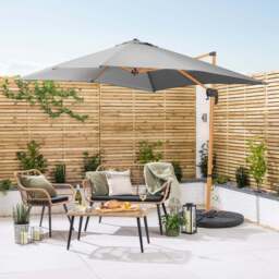 Roma Wood-Effect Cantilever Parasol – 2.5m - Christow - thumbnail 5