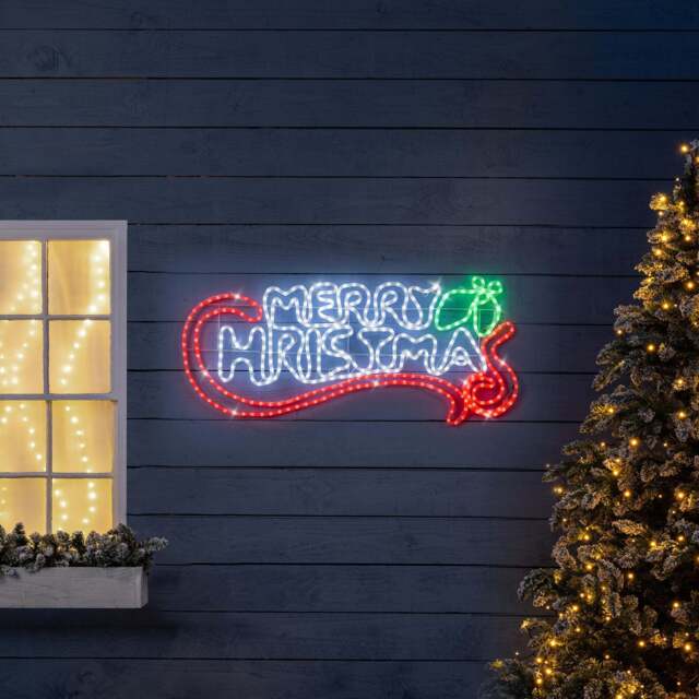 Merry Christmas LED Rope Light Sign - Christow - image 1