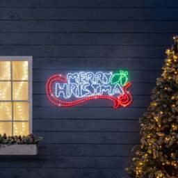 Merry Christmas LED Rope Light Sign - Christow - thumbnail 1