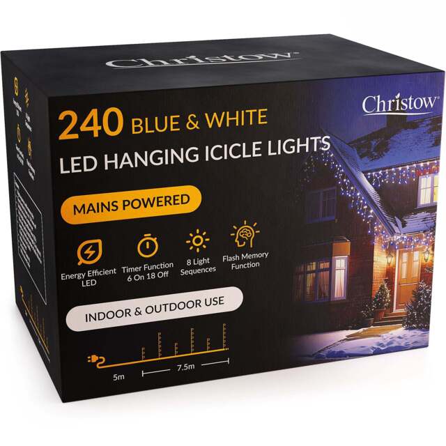 LED Hanging Icicle Christmas Lights - Christow - image 1