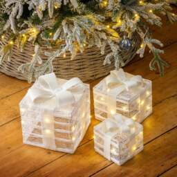 Hessian Christmas Parcel Lights (Set of 3) - Christow - thumbnail 4