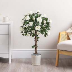 Artificial White Rose Tree – 3ft & 4ft - Christow - thumbnail 1