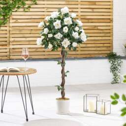 Artificial White Rose Tree – 3ft & 4ft - Christow - thumbnail 5
