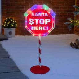 Light Up Santa Stop Here Sign - Christow - thumbnail 4