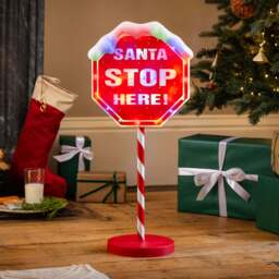 Light Up Santa Stop Here Sign - Christow - thumbnail 2