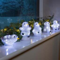 Acrylic Penguin Lights – Set of 5 - Christow - thumbnail 2