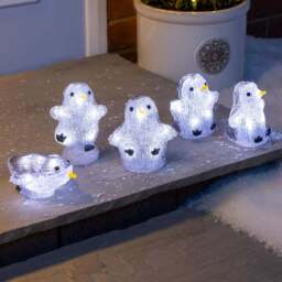 Acrylic Penguin Lights – Set of 5 - Christow - thumbnail 1