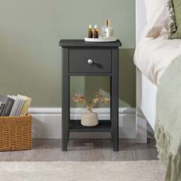 Ilsington Slim Bedside Table with Shelf - Christow - thumbnail 6