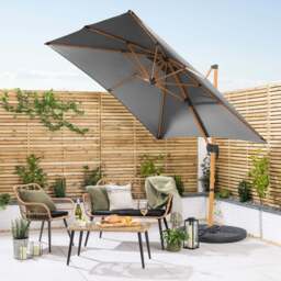 Roma Wood-Effect Cantilever Parasol – 2.5m - Christow - thumbnail 6
