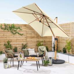 Roma Wood-Effect Cantilever Parasol – 2.5m - Christow - thumbnail 2