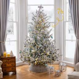 Pre-Lit Flocked Verbier Fir Christmas Tree - Christow - thumbnail 4