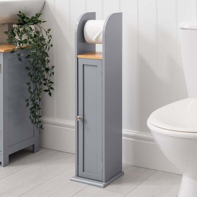 Lustleigh Grey Toilet Roll Holder Cabinet - Christow - image 1