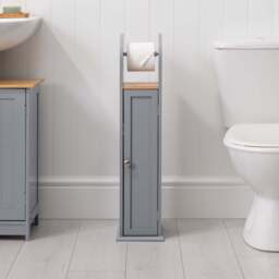 Lustleigh Grey Toilet Roll Holder Cabinet - Christow - thumbnail 2