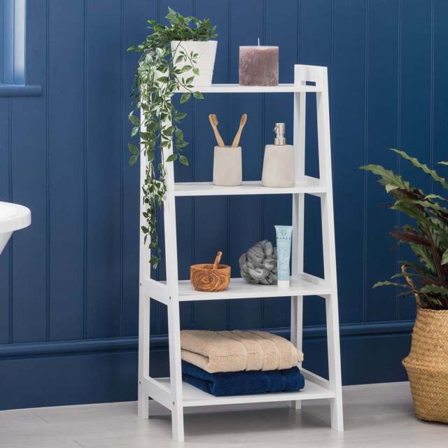 Clovelly White Bathroom Ladder Shelf - Christow - image 1