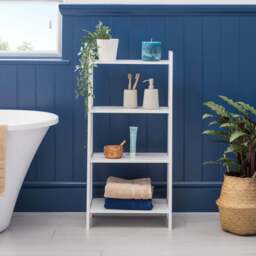 Clovelly White Bathroom Ladder Shelf - Christow - thumbnail 4