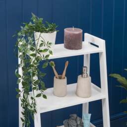 Clovelly White Bathroom Ladder Shelf - Christow - thumbnail 2