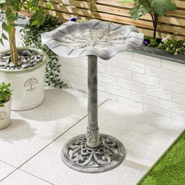 Resin Leaf Bird Bath - Christow - image 1