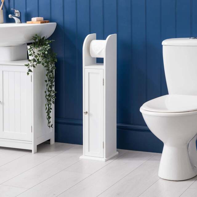 Clovelly White Toilet Roll Holder Cabinet - Christow - image 1