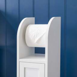 Clovelly White Toilet Roll Holder Cabinet - Christow - thumbnail 4