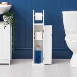 Clovelly White Toilet Roll Holder Cabinet - Christow - thumbnail 2