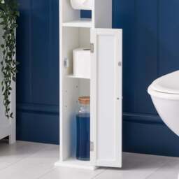 Clovelly White Toilet Roll Holder Cabinet - Christow - thumbnail 3