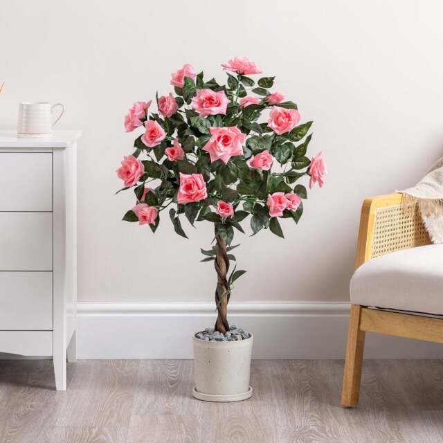 Artificial Pink Rose Tree – 3ft & 4ft - Christow - image 1