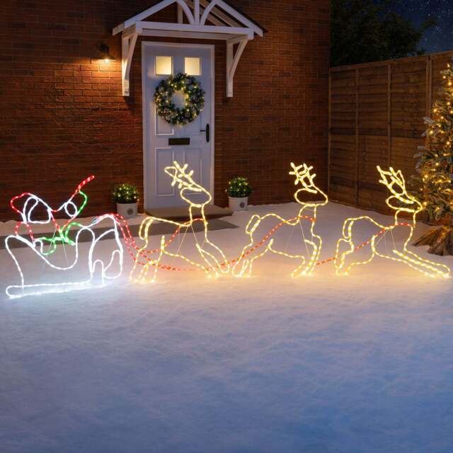 Santa Sleigh & Reindeer Light - Christow - image 1