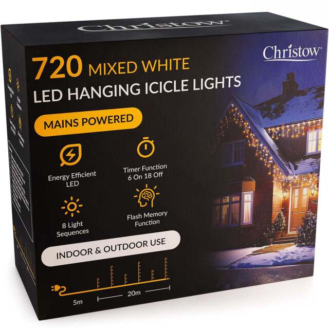 LED Hanging Icicle Christmas Lights - Christow - image 1