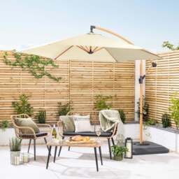 Wood-Effect Banana Parasol – 3m - Christow - thumbnail 1