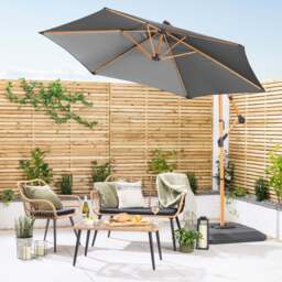 Wood-Effect Banana Parasol – 3m - Christow - thumbnail 6