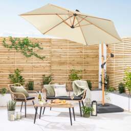 Wood-Effect Banana Parasol – 3m - Christow - thumbnail 2