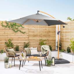 Wood-Effect Banana Parasol – 3m - Christow - thumbnail 5