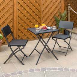 Rattan Effect Bistro Set – 3 Piece - Christow - thumbnail 2