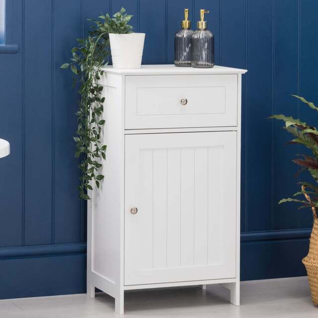 Clovelly White Bathroom Cabinet With Drawer - Christow - image 1