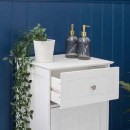 Clovelly White Bathroom Cabinet With Drawer - Christow - thumbnail 2