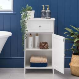 Clovelly White Bathroom Cabinet With Drawer - Christow - thumbnail 4