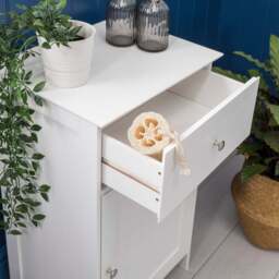 Clovelly White Bathroom Cabinet With Drawer - Christow - thumbnail 3