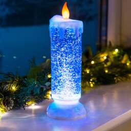 Swirling Glitter LED Christmas Candle - Christow