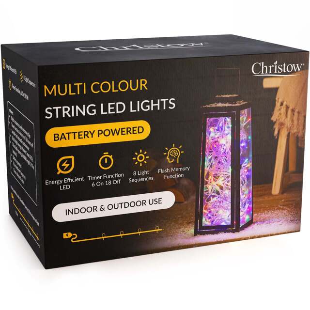 Battery Christmas Lights (Clear Cable) - Christow - image 1