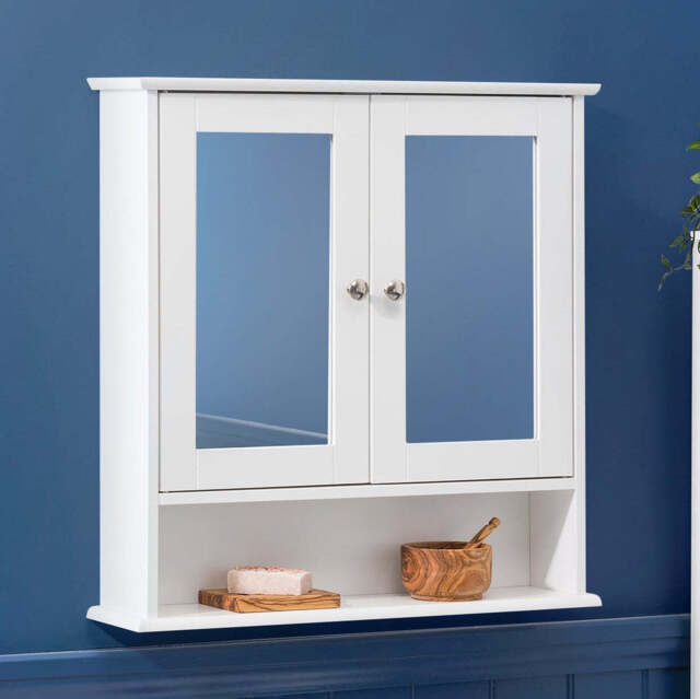 Clovelly White Double Mirrored Cabinet - Christow - image 1