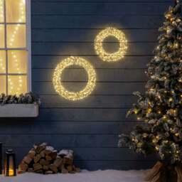 Micro LED Lighted Christmas Wreath - Christow - thumbnail 2