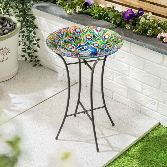 Glass Bird Bath With Stand - Christow - image 1