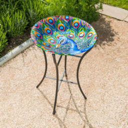 Glass Bird Bath With Stand - Christow - thumbnail 3